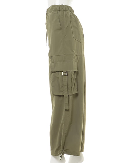 INGNI(イング) サイドファスナーナイロンワイドカーゴ/パンツ カーキ