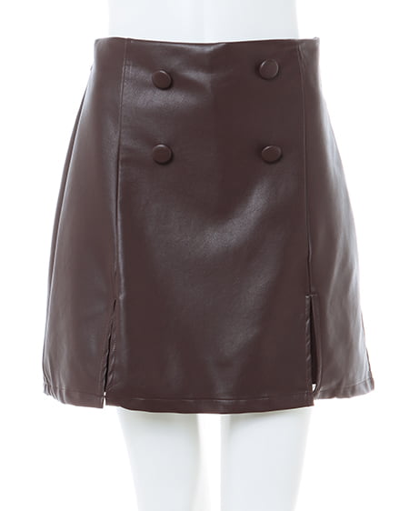 INGNI(イング) フェイクレザースリットスカパン ブラウン