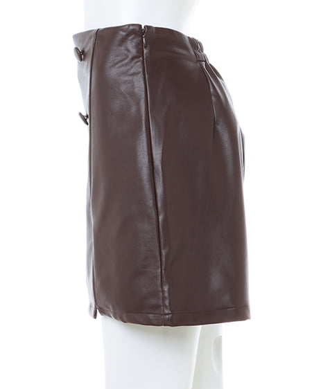 INGNI(イング) フェイクレザースリットスカパン ブラウン