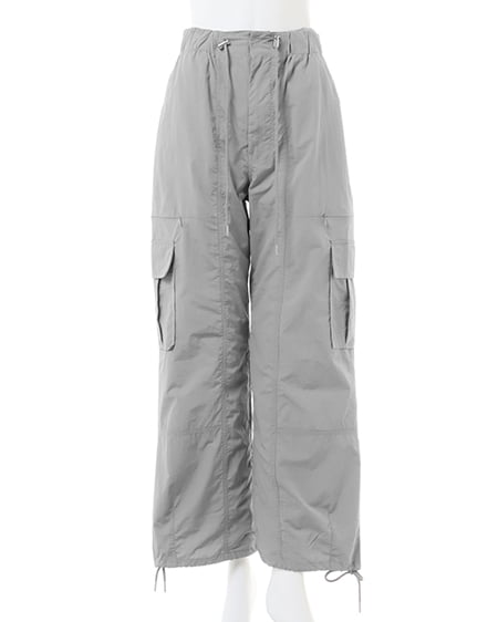 INGNI(イング) サイドスリットファスナー/ナイロンカーゴパンツ グレー