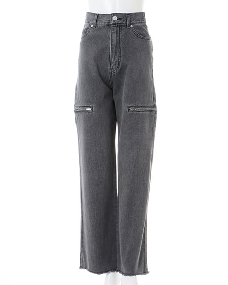 INGNI(イング) サイドファスナーデニムパンツ グレー