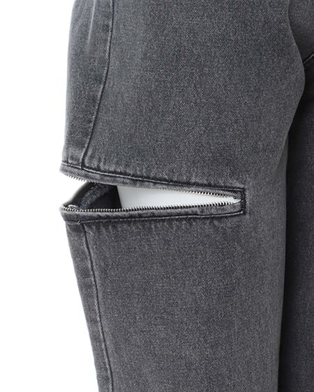 INGNI(イング) サイドファスナーデニムパンツ グレー