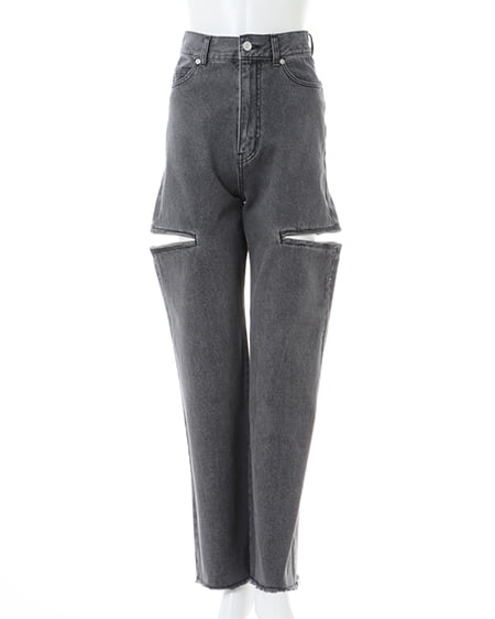 INGNI(イング) サイドファスナーデニムパンツ グレー