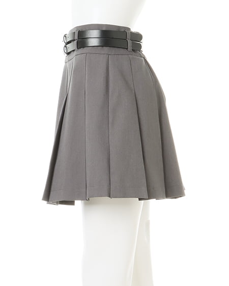 INGNI(イング) ダブルベルト付プリーツ/スカパン グレー