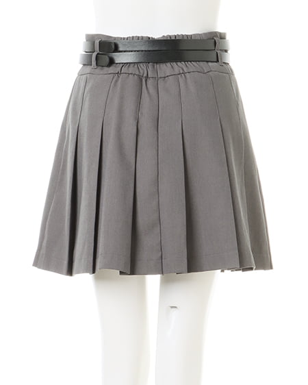 INGNI(イング) ダブルベルト付プリーツ/スカパン グレー
