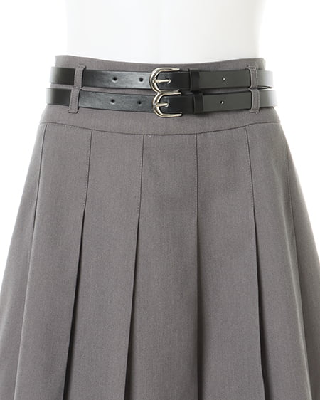 INGNI(イング) ダブルベルト付プリーツ/スカパン グレー