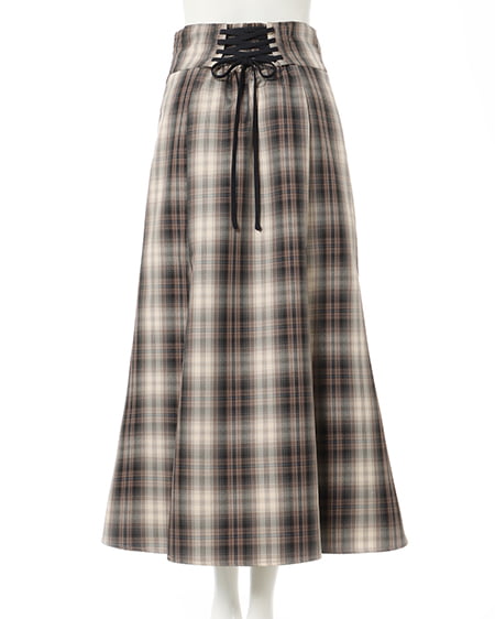 INGNI(イング) BackレースUPチェック柄マーメイドスカート ブラウン/チェック