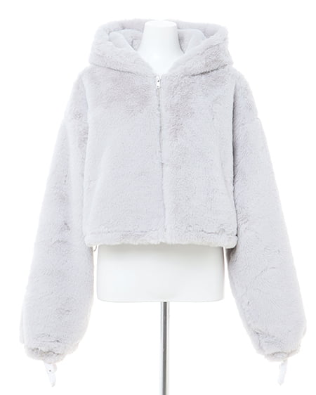 INGNI(イング) クロップド丈エコファーパーカー グレー