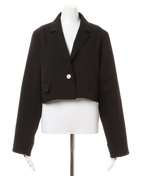 INGNI(イング) 袖スリットファスナーショートジャケット(セットアップ対応) クロ