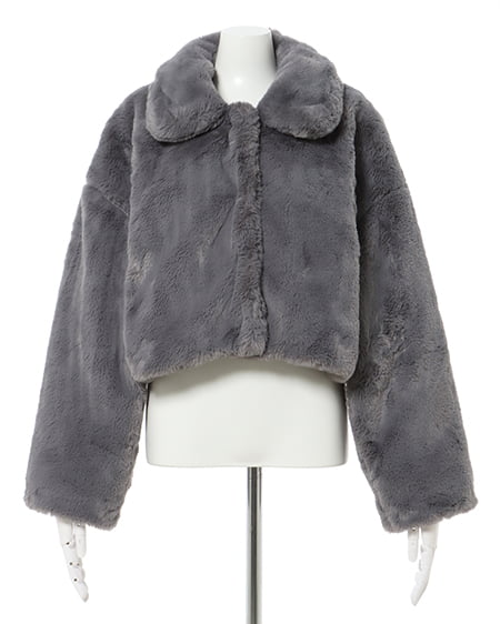 INGNI(イング) クロップド丈エコファーコート チャコールグレー