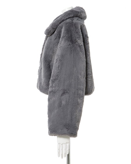 INGNI(イング) クロップド丈エコファーコート チャコールグレー