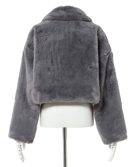 INGNI(イング) クロップド丈エコファーコート チャコールグレー