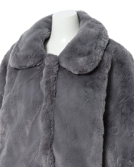 INGNI(イング) クロップド丈エコファーコート チャコールグレー