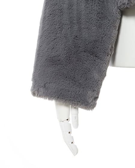 INGNI(イング) クロップド丈エコファーコート チャコールグレー