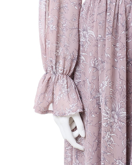 INGNI(イング) デコルテカットアウト花柄フリルワンピース ピンク