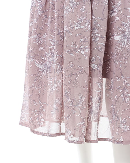 INGNI(イング) デコルテカットアウト花柄フリルワンピース ピンク