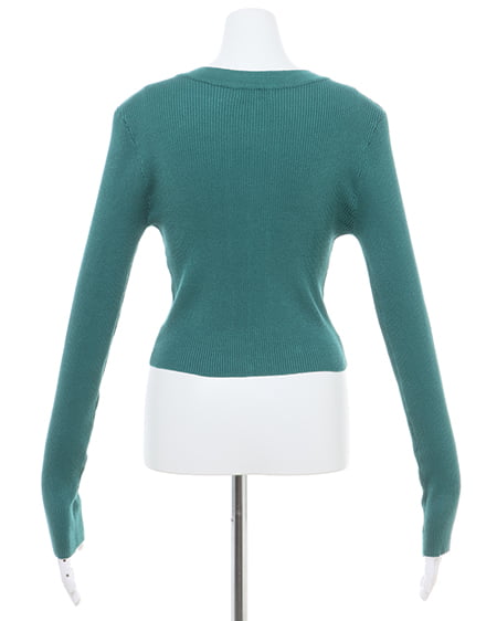 INGNI(イング) クルーネックフロントジップニットカーディガン グリーン