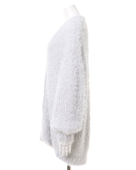 INGNI(イング) ラメフェザーヤーンミドル丈ニットカーディガン グレー