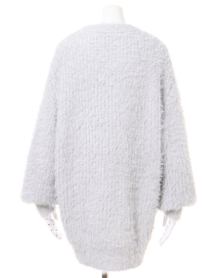 INGNI(イング) ラメフェザーヤーンミドル丈ニットカーディガン グレー