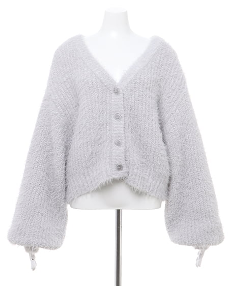 INGNI(イング) ラメフェザーヤーンニットカーディガン グレー