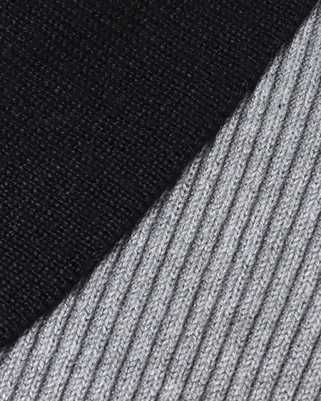 INGNI(イング) 襟付フロントジップ配色ニットカーディガン グレーモク/クロ