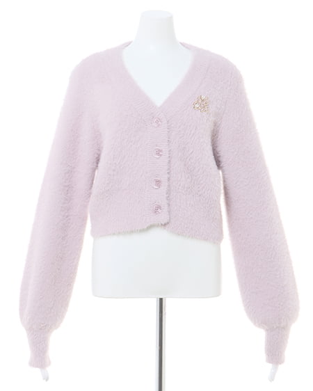 INGNI(イング) Vネックブローチ付フェザーヤーンニットカーディガン ピンク