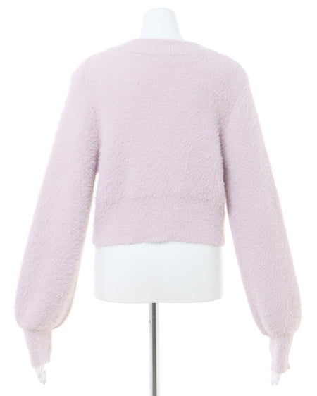 INGNI(イング) Vネックブローチ付フェザーヤーンニットカーディガン ピンク