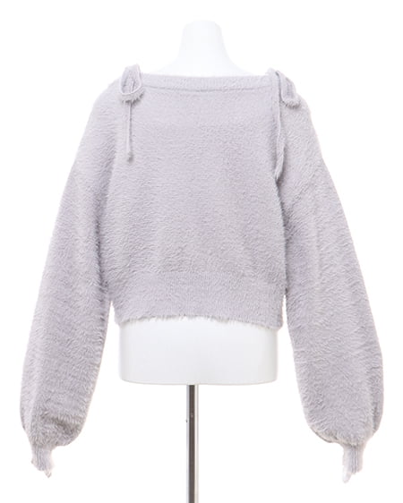 INGNI(イング) フェザーショート丈ニットカーディガン+肩リボンキャミSET グレージュ