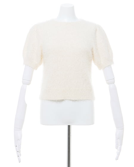 INGNI(イング) フェザーヤーンラメ半袖ニット アイボリー