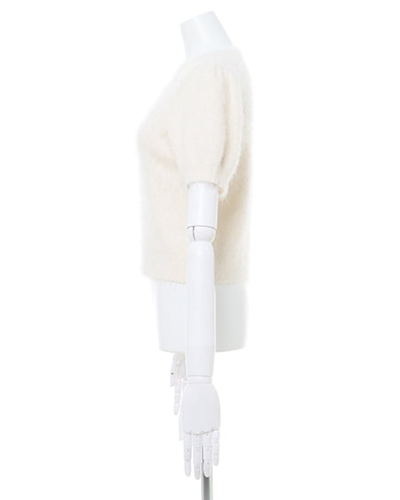 INGNI(イング) フェザーヤーンラメ半袖ニット アイボリー