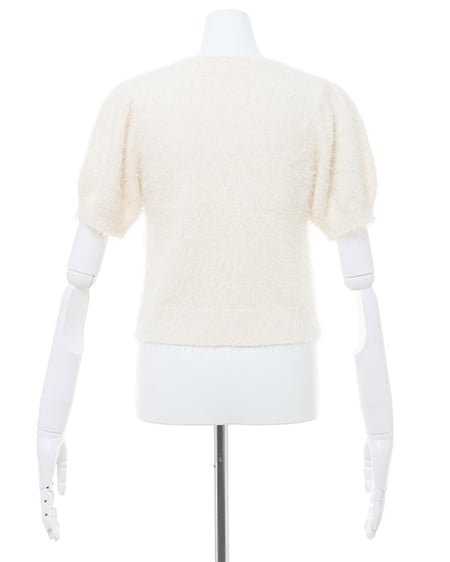 INGNI(イング) フェザーヤーンラメ半袖ニット アイボリー