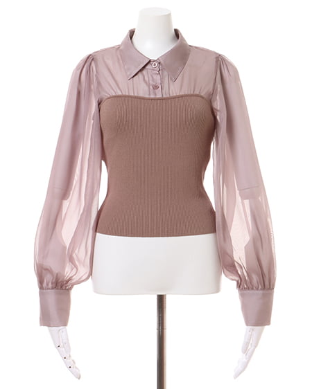 INGNI(イング) シャツドッキングニット/A モカ/ピンク