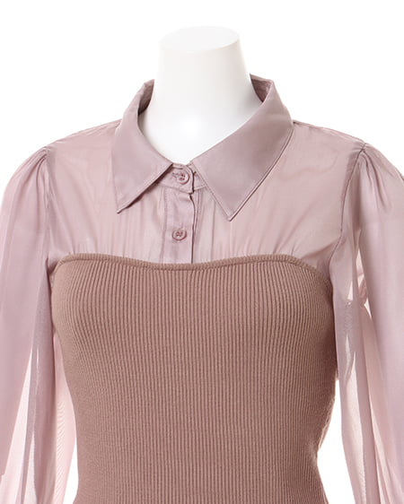 INGNI(イング) シャツドッキングニット/A モカ/ピンク