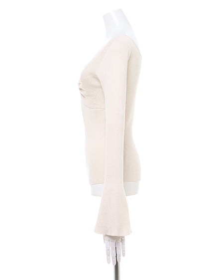 INGNI(イング) オフショルリボンフレアスリーブニット アイボリー