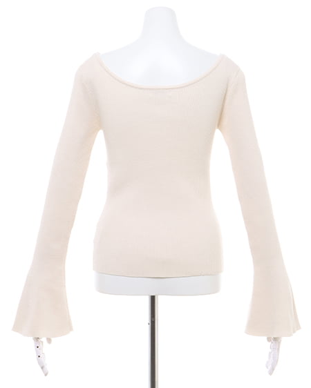 INGNI(イング) オフショルリボンフレアスリーブニット アイボリー