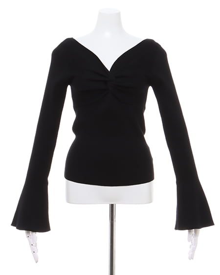 INGNI(イング) オフショルリボンフレアスリーブニット クロ