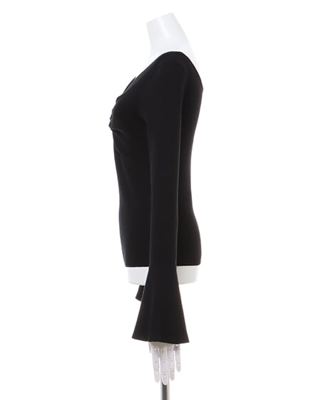 INGNI(イング) オフショルリボンフレアスリーブニット クロ