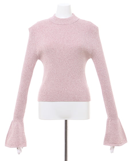 INGNI（イング） メランジフレアスリーブリブニット ﾋﾟﾝｸ