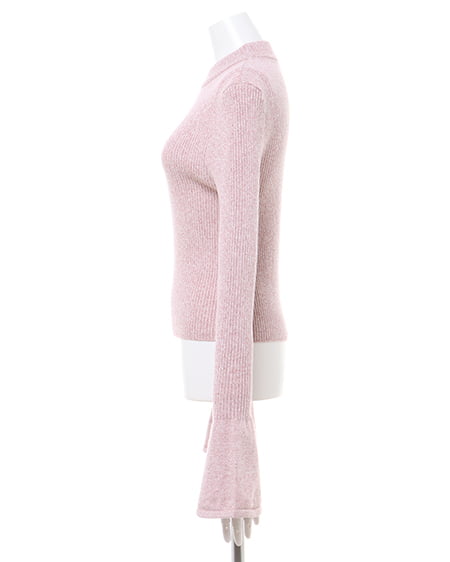 INGNI（イング） メランジフレアスリーブリブニット ﾋﾟﾝｸ