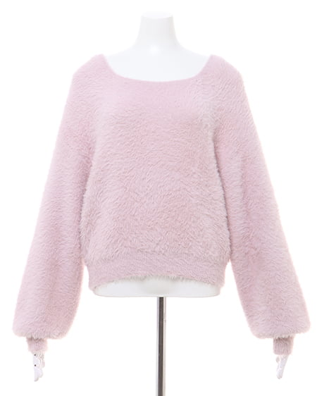 INGNI(イング) Backリボンフェザーヤーンニット ピンク