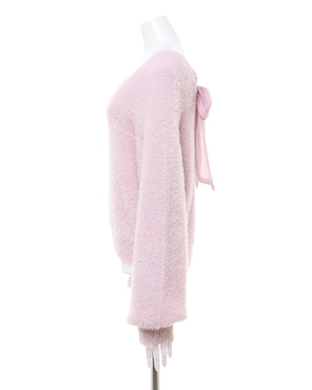 INGNI(イング) Backリボンフェザーヤーンニット ピンク