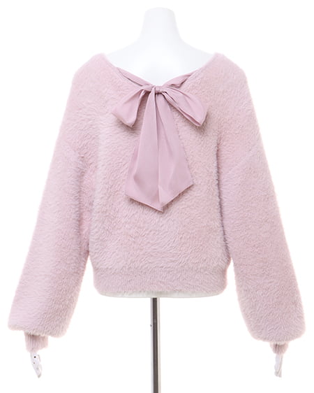 INGNI(イング) Backリボンフェザーヤーンニット ピンク