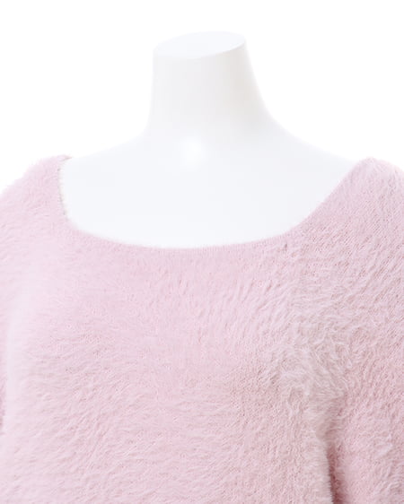 INGNI(イング) Backリボンフェザーヤーンニット ピンク