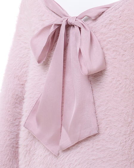 INGNI(イング) Backリボンフェザーヤーンニット ピンク