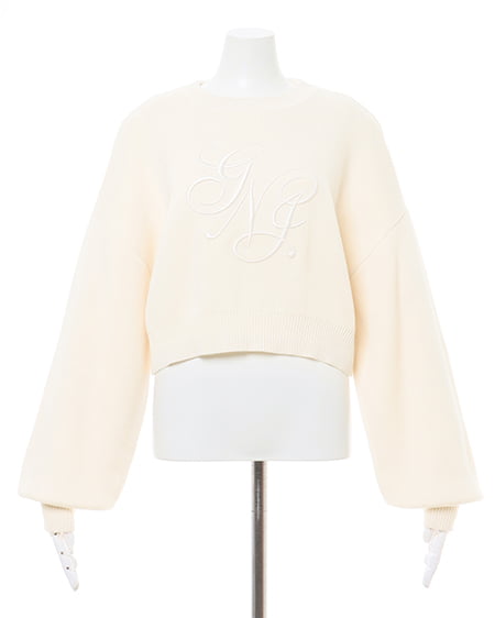 INGNI(イング) イニシャル刺しゅうロゴニット アイボリー