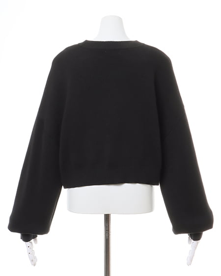 INGNI(イング) イニシャル刺しゅうロゴニット クロ