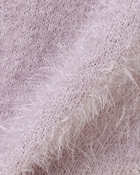 INGNI(イング) ブローチ付フェザーヤーンラメ半袖ニット グレージュ