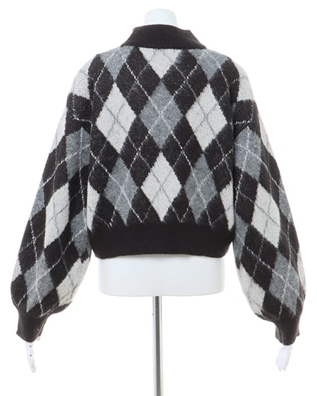 INGNI(イング) アーガイル柄シャギーニット クロ