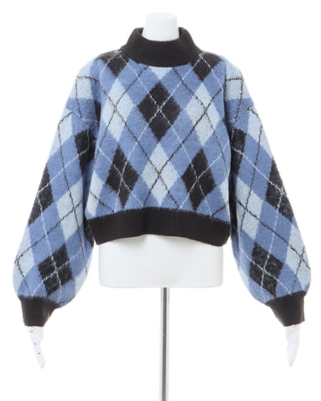 INGNI（イング） アーガイル柄シャギーニット ﾌﾞﾙｰ