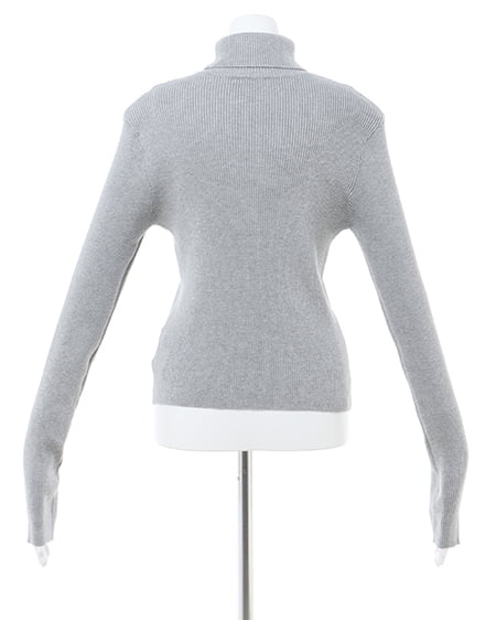 INGNI(イング) タートルネック胸刺しゅうリブニット グレー